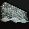 Lustre en cristal LED goutte de pluie moderne éclairage lustres de plafond en cristaux de vague carrée pour salle à manger/hall/îlot de cuisine