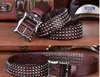 2016 Cinturon Heavy Metal Rivet 100 Genuine Leather Punk Belts Men HipHop Cowboy Motorcycle Rock Men Belt brand new BT007s301186324