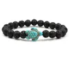 Bracelet à breloques en pierre de lave noire naturelle, tortue Turquoise, diffuseur d'huile essentielle d'aromathérapie, bijoux de Yoga pour femmes