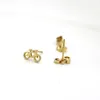 새로운 도착 Tiny Bicycle Earrings 스테인리스 스틸 귀이 황금 스포티 자전거 귀이 스터드 여성 어린이 여자 쥬얼리 크리스마스 선물 T147