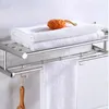 Stainless Steel Bathroom Towel Holder Wall-mounted Towel Rack Bath Towel Clothes Organizer Storage Shelf With 4 Hooks Hot Sale