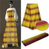 Tissu africain en mousseline de soie imprimé jaune, 5 mètres/lot, merveilleux tissu africain en dentelle de rayonne lisse et douce pour s'habiller LBS15