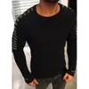 Homens Casual Pullover Camisola Nova Chegada Outono Redondo Pescoço Slim Suéteres Fashion Striped Patchwork Male Male Sweater