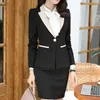 New fashion women skirt suits set Business formal long sleeve Patchwork blazer and skirt office ladies plus size work uniforms