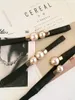 Dames femmes noir taille élastique joint mince ceinture perle pour robes jupe décoration mode gaines cadeaux