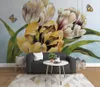 Custom Tulip Butterfly Bakgrund 3D Moderna Barn Room Bakgrundsbilder För Vägg Safa Sovrum TV Bakgrund 3D Väggmålning