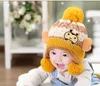 Sevimli Bebek Toddler Erkek Kız Çocuklar Sıcak Şapkalar Kulakflap Beanie Karikatür Kintted Kap Kış Bebek Şapkalar Çocuklar Fotoğraf Sahne Toptan