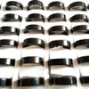 Anillos de banda negra Unisex de 50 Uds. De ancho, anillos de acero inoxidable de 6MM para hombres y mujeres, anillo de compromiso de boda, regalo para Amiga Party302n