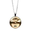 2018 fashion vintage alloy Glass round Cabochon Necklace pendant Necklace Drummer cymbals Women Jewelry Christmas gift