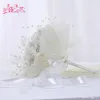 2018 Newest Wedding Bridal Bouquets with Handmade Flowers Peals Crystal Rhinestone Rose Wedding Supplies Bride Holding Brooch Bouq3020040