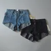 2018 Ny europeisk design kvinnors sexig hög midja bodycon tunika personlighet full dragkedja patchwork denim jeans shorts kort byxor sml