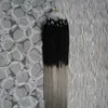 1B / Grå Två Ton Micro Loop Hair Extensions Ombre Hair 100g Mongolian Rak Micro Bead Hair Extensions 1pcs