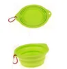 Dog Bowls Feeders hot Dog Folding Collapsible Feeding Bowl Silicone Water Dish Cat Portable Feeder Puppy Pet Travel Bowls KD1