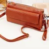 Couro genuíno das mulheres crossbody bolsa bolsa de ombro celular bolsa bolsa pulseira carteira de embreagem com alça de ombro e alça de pulso