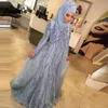 2020 Nouvelles robes de soirée officielles musulmanes Hijab Robe Dubaï Dubaï Arabe à manches longues Robes de fête perlées pour femmes Kaftan Abiye Ves5084036