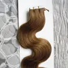 Tape In Human Hair Extensions 100g Skin Weft Tape Hair Extensions 40pcs/lot Brazilian Body Wave Hair Products