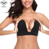 Wechery Plunge U Sexig Invisible Adhesive Bra Brassiere Strapless Bh Push Up Bralette Sexy Bras för Bikini Wedding Party Dress9210263