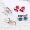 Fashion jewelry mix 20 style 20Pairs/lot delicate Crystal Pearl Double sided Earrings Opal gemstone screw Earrings Fit girl Madam
