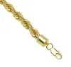 Cadenas de 10 mm y 78 cm Cadena trenzada de cuerda larga Collar trenzado de hip hop chapado en oro para hombre