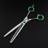professional freelander 7.0 inch pet hair cutting/thinning scissors Fishbone scissors Black/Silver/Green with case