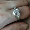 Vintage Damen Verlobungsring Schmuck Kissenschliff 11mm 5ct 5A Zirkon Stein Geburtsstein Cz 925 Sterling Silber Ehering Ring