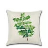 Regenwoud Kussensloop Groen Blad Plant Linnen Kussens Vierkante Kussen Gevallen Cover Groene Bladeren Slaapkamer Home Decoratieve Kussensloop295c