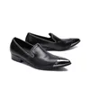 iş erkek elbise ayakkabıları gerçek deri brogue oyma siyah İtalyan moda erkek gümüş ayak parmağı ayakkabı