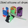 Prix usine Silicone Baril D'huile Conteneur Bocaux Dab Wax Vaporisateur Huile En Caoutchouc Tambour Forme Conteneur 26 ml Grand Pot De Silicium Bong Dabber Outil