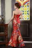 Zomer mode vrouwen elegante lange vestido prom trompet jurk vrouwelijke sexy bloemen fishtail zoom Chinese stijl feestmeermin jurk