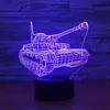 Tanque 3D ilusión Luz nocturna Cambio de color Interruptor táctil LED Lámpara de escritorio de mesa USB