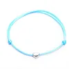 Bracelets en forme de cœur en argent pour femmes, 50 pièces/lot, corde bleue porte-bonheur, réglable, fait à la main, DIY