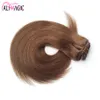 Pełna głowa blond czarna # 4 ciemnobrązowy klips w ludzkich włosach rozszerzeń jedwabisty prosty 100g Brazylijski Malezyjski Indian Remy Hair 10 "- 24"