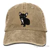 pzx Men Women039s Cute Brindle Frenchie Puppy Vintage Cotton Denim Baseball Cap Hat4789649