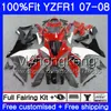 Rood wit in de verkoop injectielichaam voor Yamaha YZF R 1 YZF 1000 YZFR1 07 08 227HM.16 YZF R1 07 08 YZF1000 YZF-1000 YZF-R1 2007 2008 Fairing Kit