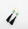 Pendientes colgantes con borlas de piedra Natural para mujer, aretes triangulares chapados en oro, blanco, verde, turquesa, joyería Bohemia