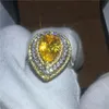 Majestätisk sensation lyxvatten droppe ringar päron klipp 6ct 5a zircon cz vitguld fylld engagemang bröllop band ring för kvinnor