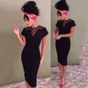 2018 Nowe Eleganckie Kobiety Brak Hollow Sukienka Jesień O-Neck Krótki Rękaw Długość Kolana Sexy Party Slim Black Dresses Bodycon