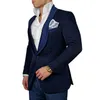 2018 Bleu Marine Hommes Floral Blazer Designs Hommes Paisley Blazer Slim Fit Costume Veste Hommes Mariage Tuxedos Mode Costumes Masculins (Veste + Pantalon + Arc)