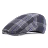 Fashion Unisex Plain Cotton Plaid Ivy Hat Adjustable Peaked Cap Men Women Newsboy Caps Flat Driving Cabbie Cap Berets303g