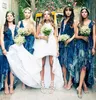 Country V Neck Lace Wedding Dresses High Low A-Line 신부 가운 Hochzeitskleid 파티 드레스
