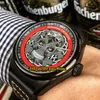 Nuevo 42 mm Fecha Pagani Automobili PVD Acero negro Esqueleto Cráneo Dial Automático Reloj para hombre Correa de cuero Relojes de caballero baratos de alta calidad