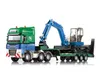 KDW Diecast Alloy Flat Trailer Model Toy, with Excavator, Digger, 1:50 Scale, Ornament, Xmas Kid Birthday Boy Gift, Collect, Decoration, 2-1