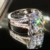 Bijuterias Mulheres Engagement corte Jóias Almofada 3CT Diamante 10KT White Gold Filled casamento da faixa Anel Sz 5-11