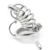 Male Chastity Devices Stainless Steel Cage Belt with Base Arc Ring Lock Cock Cages