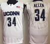 Mi08 Vintage Uconn Huskies 15 Kemba Walker 34 Ray Allen College Basketball Jerseys Blue White Mens Stitched Shirts