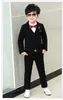 Eén knop hoogwaardige zwarte jongen complete ontwerper knappe jongen trouwpak jongens kleding op maat gemaakt (jas+broek+stropdas+vest) m690