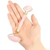 Rullo di massaggio a doppia testa Natural Rose Quartz Crystal Jade Stone Anti Cellulite Rughe Strumento per la salute del corpo di bellezza del viso Rosa Spedizione gratuita