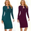 Autumn Winter Women Business Casual Sliming Pencil Dresses Elegant Long Sleeve Office Ladies Wear To Work EB10 D1891703