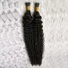 7A Natural Black Stick Dica Extensões de Cabelo Profunda Curly Queratina Humana Eu Ponta Extensões de Cabelo 100g Kinky Curly Keratin Ponta Extensão Do Cabelo Humano