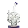 12 Recycler Tubes Hookahs Vortex Glas Bong Super Cyclone Perc DAB Oljeplattformar Unika design Vattenrör med skål XL137